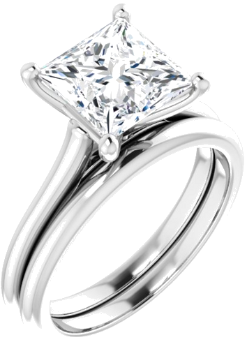 Sužadėtuvių Žiedas „Solitaire“ 750 Baltojo Aukso Square 7.5mm (6)