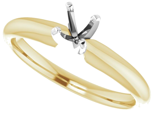 14K Yellow   White 4-4.1 mm Round 4-Prong Solitaire Ring Mounting (5)