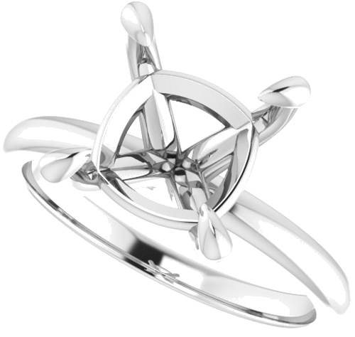 18K White  9x9 mm Cushion Solitaire Engagement Ring Mounting (5)