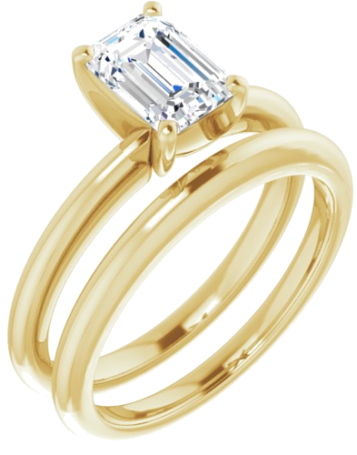 Sužadėtuvių Žiedas „Solitaire“ 585 Geltonojo Aukso Emerald 7mm x 5mm (6)