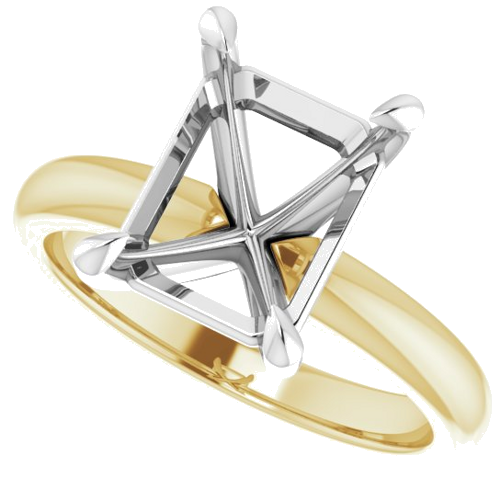14K Yellow White 10x8 mm Emerald Solitaire Engagement Ring Mounting (5)