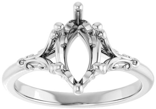 Sužadėtuvių Žiedas „Solitaire“ 585 Baltojo Aukso Marquise 10mm x 5mm (3)