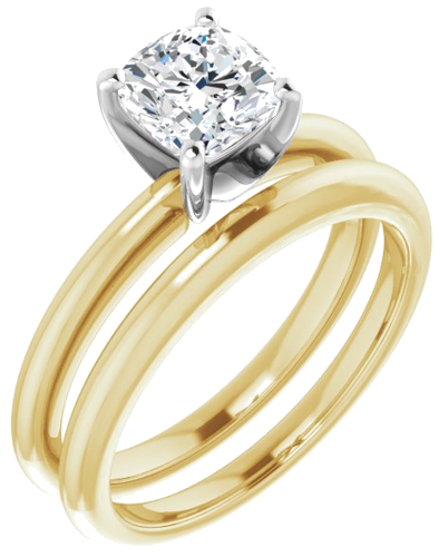 14K Yellow   White  6x6 mm Cushion Solitaire Engagement Ring Mounting (6)