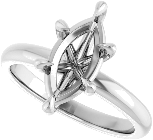 14K White 12x6 mm Marquise Solitaire Engagement Ring Mounting (5)
