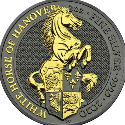 2 oz Baltasis Hanoverio Žirgas (Art of Color collection) auksuota 5 svarų sidabrinė moneta (2)