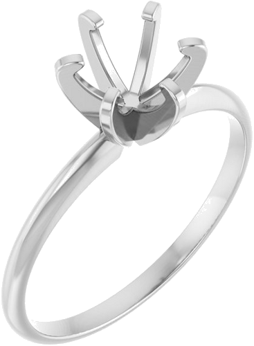 14K White 6.0-6.6 mm Round 6-Prong Solitaire Engagement Ring Mounting (1)