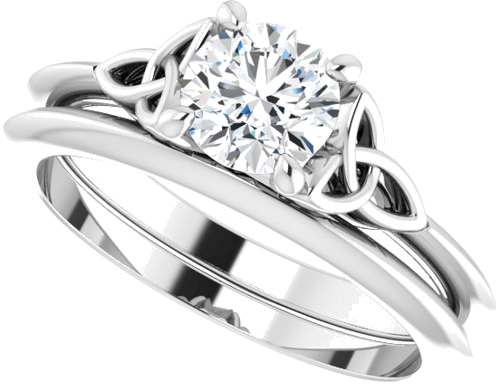 Sužadėtuvių Žiedas „Celtic-Inspired Solitaire“ 585 Baltojo Aukso Round 5.8mm (10)