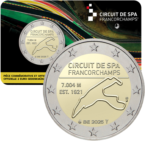2025 Beļģija Formula 1 2 eiro BU monēta kartītē (1)