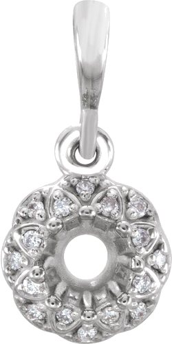 Pakabukas „Halo-Style“ 585 Baltojo Aukso Round 4.1mm (1)