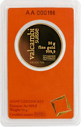 50 g Investment Gold Round Bar Valcambi (3)