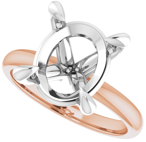 Sužadėtuvių Žiedas „Solitaire“ 585 Baltojo Ir Rožinis Aukso Oval 12mm x 10mm (5)