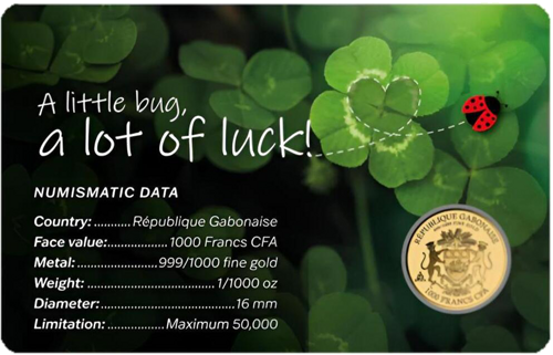 1/1000 oz Lucky Ladybug 1000 Francs Gabon Gold Coin (2)