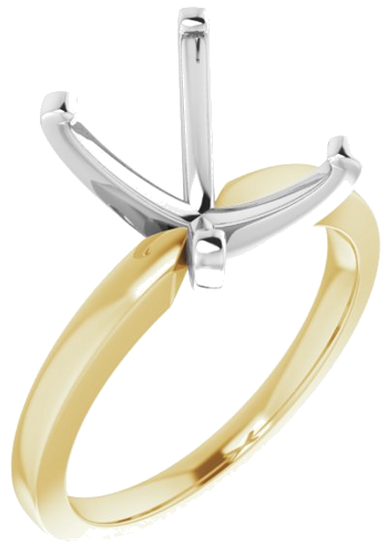 14K Yellow White 10x8 mm Emerald Solitaire Engagement Ring Mounting (1)