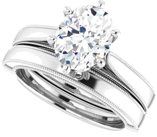 14K White  9x7 mm Oval Solitaire Engagement Ring Mounting (10)