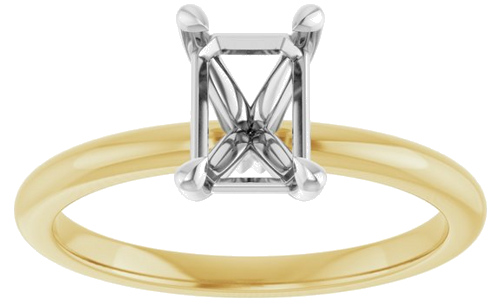 Sužadėtuvių Žiedas 585 Baltojo Ir Geltonojo Aukso Emerald 7mm x 5mm (3)