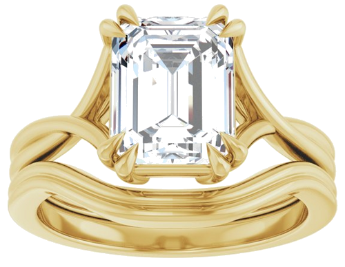 Sužadėtuvių Žiedas „Solitaire“ 585 Geltonojo Aukso Emerald 9mm x 7mm (8)