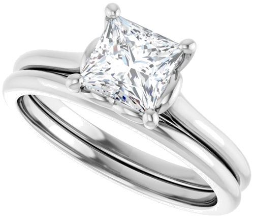 14K White  5.5 mm Square Solitaire Engagement Ring Mounting (10)