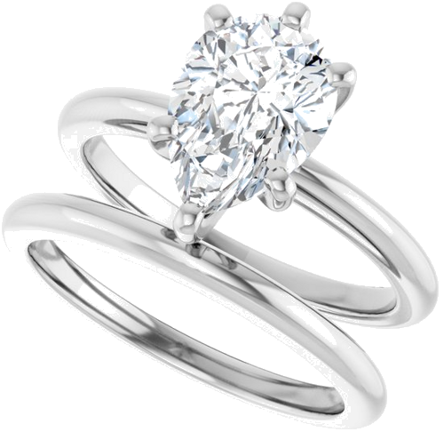 18K White  10x7 mm Pear Solitaire Engagement Ring Mounting (10)