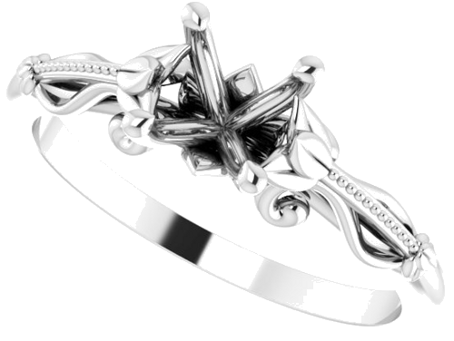 Sužadėtuvių Žiedas „Sculptural-Inspired Solitaire“ 585 Baltojo Aukso Round 5.8mm (5)