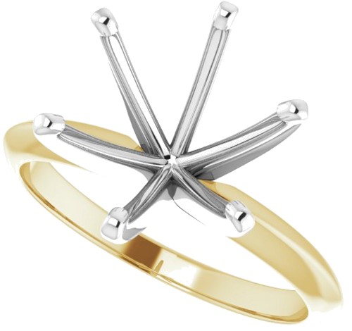 14K Yellow   White 10.2-10.6 mm Round 6-Prong Solitaire Ring Mounting (5)
