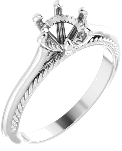 14K White 6.5 mm Round Solitaire Engagement Ring Mounting (1)