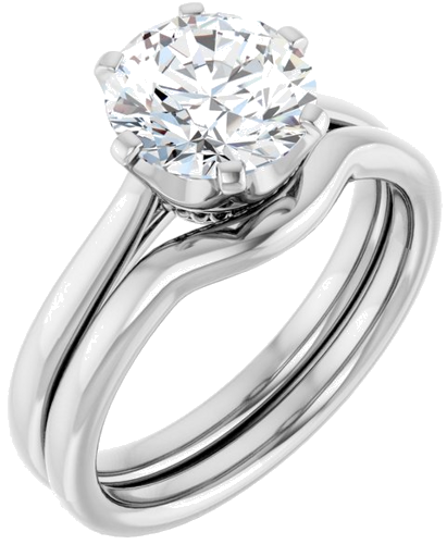 14K White 8 mm Round Engagement Ring Mounting (6)