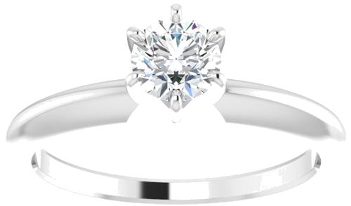 14K White 4.2-4.9 mm Round 6-Prong Comfort-Fit Solitaire Ring Mounting (8)