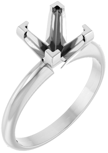 14K White 7 mm Square V-End 4-Prong Engagement Ring Mounting (1)