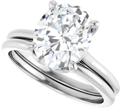 Sužadėtuvių Žiedas „Solitaire“ 585 Baltojo Aukso Oval 10mm x 8mm (10)