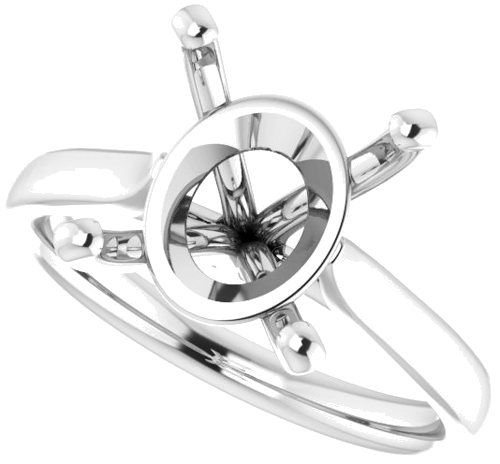 Sužadėtuvių Žiedas „Solitaire“ 585 Baltojo Aukso Oval 12mm x 10mm (5)