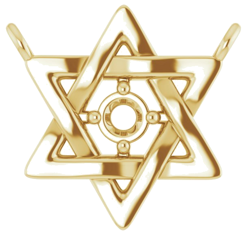 Pakabukas „Star of David“ 585 Geltonojo Aukso Round 2mm (1)