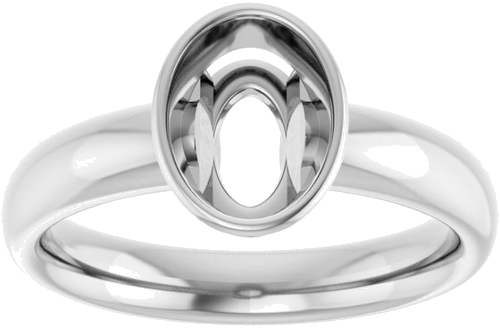 Sužadėtuvių Žiedas „Bezel-Set Solitaire“ 585 Baltojo Aukso Oval 8mm x 6mm (3)