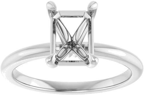 Sužadėtuvių Žiedas 585 Baltojo Aukso Emerald 8mm x 6mm (3)