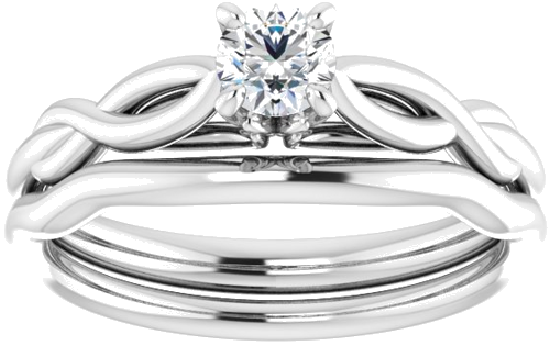 Sužadėtuvių Žiedas „Solitaire“ 585 Baltojo Aukso Round 4.1mm (8)