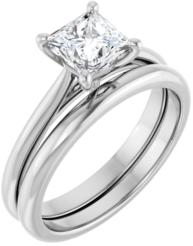 Sužadėtuvių Žiedas „Solitaire“ 585 Baltojo Aukso Square 5.5mm (6)