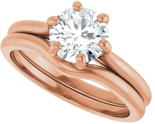 Sužadėtuvių Žiedas „Solitaire“ 585 Rožinis Aukso Round 7mm (10)