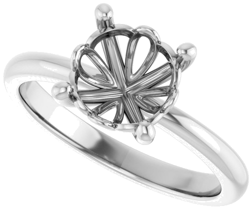 14K White 8 mm Round Solitaire Engagement Ring Mounting (5)