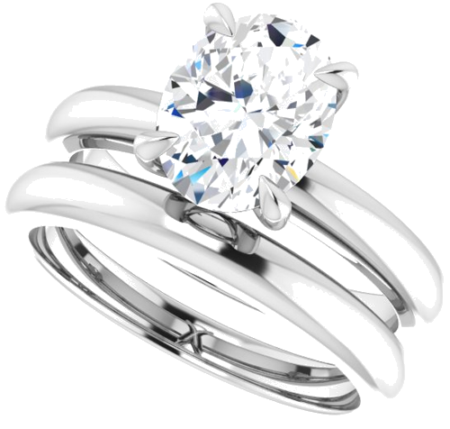 14K White 9x7 mm Oval Solitaire Engagement Ring Mounting (10)