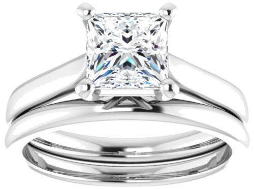 Sužadėtuvių Žiedas „Solitaire“ 585 Baltojo Aukso Square 6mm (8)