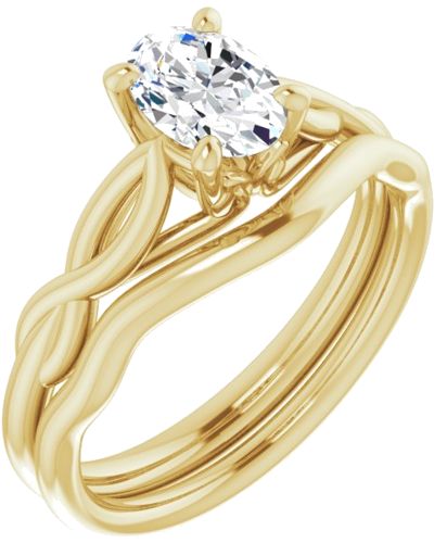 18K Yellow  7x5 mm Oval Solitaire Engagement Ring Mounting (6)