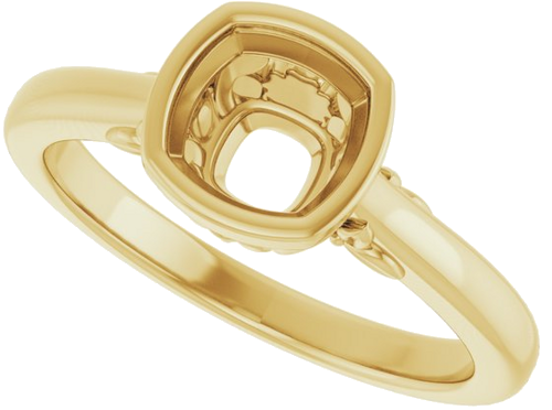 10K Yellow 6 mm Cushion Solitaire Engagement Ring Mounting (5)