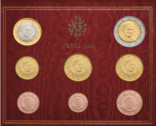 2008 г. Ватиканa Бенедикт ХѴІ - комплект евро монети (2)
