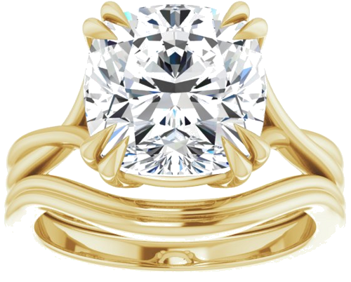 Sužadėtuvių Žiedas „Solitaire“ 585 Geltonojo Aukso Cushion 10mm (8)