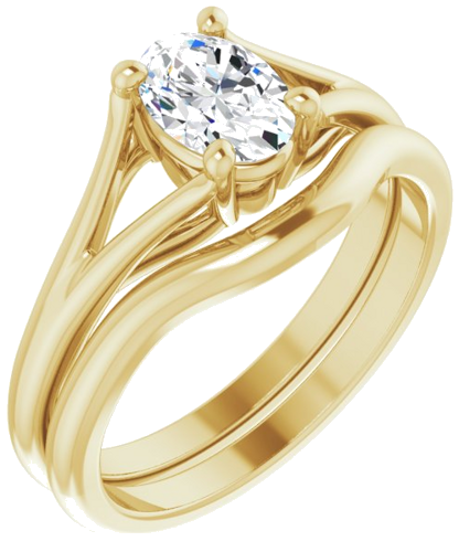 Sužadėtuvių Žiedas „Split Shank“ 585 Geltonojo Aukso Oval 7mm x 5mm (6)