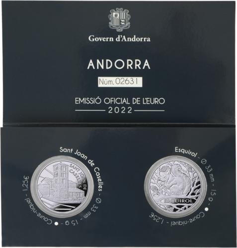 2022 Andorra Squirrel and St. St. John's Church 1.25 euro coins (6)