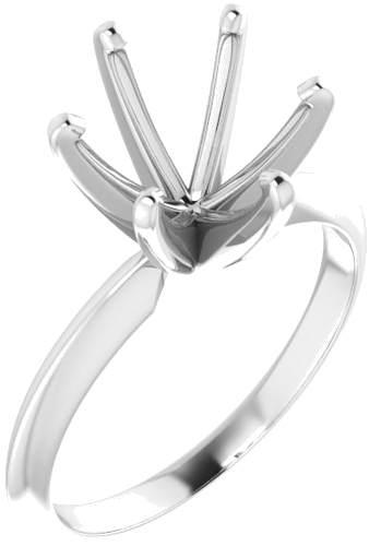 14K White 9.1-9.7 mm Round 6-Prong Solitaire Ring Mounting (1)