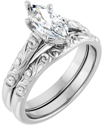 Sužadėtuvių Žiedas „Solitaire“ 417 Baltojo Aukso Marquise 10mm x 5mm (5)