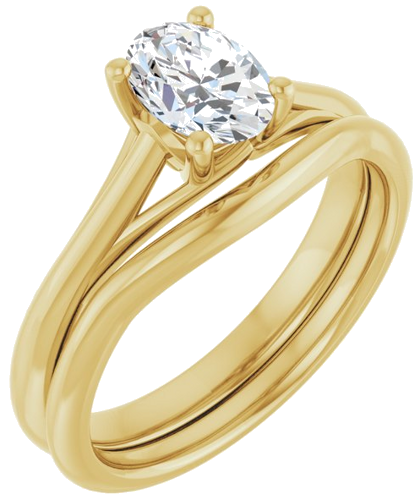 Sužadėtuvių Žiedas „Solitaire“ 585 Geltonojo Aukso Oval 7mm x 5mm (6)