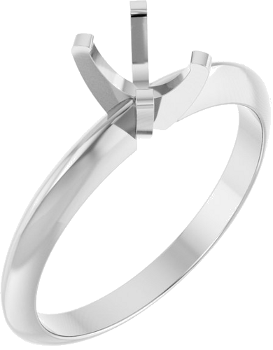 14K White 6x4 mm Oval Solitaire Engagement Ring Mounting (1)