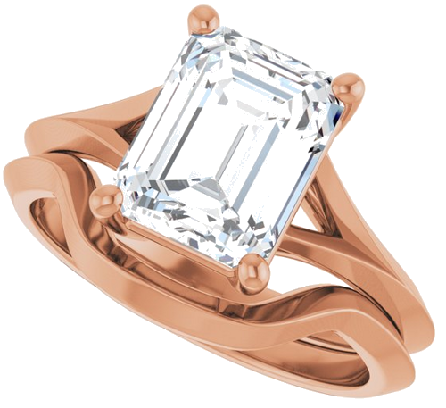 Sužadėtuvių Žiedas „Solitaire“ 585 Rožinis Aukso Emerald 9mm x 7mm (10)